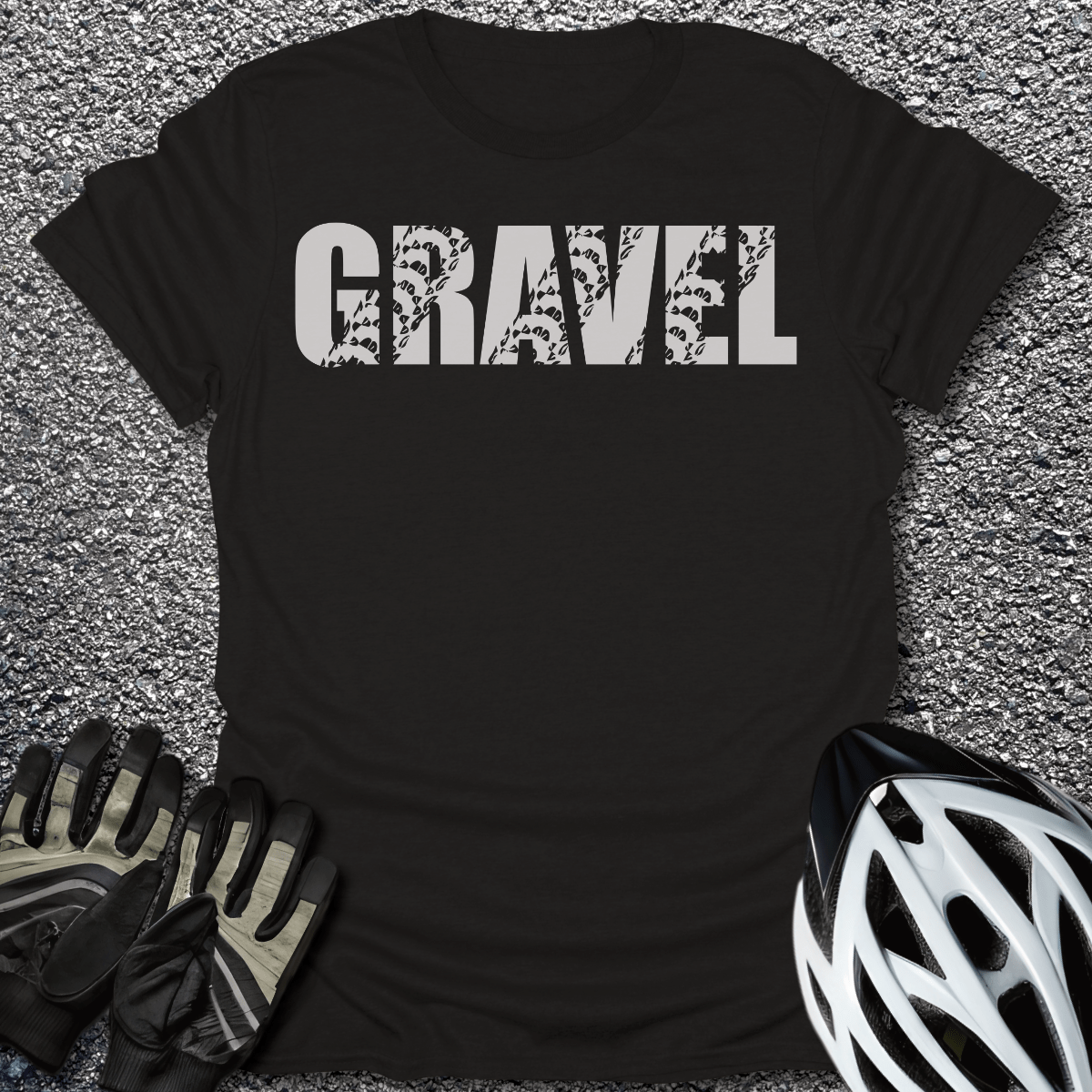 Gravel Traces T-Shirt in Black / S from CycleTees