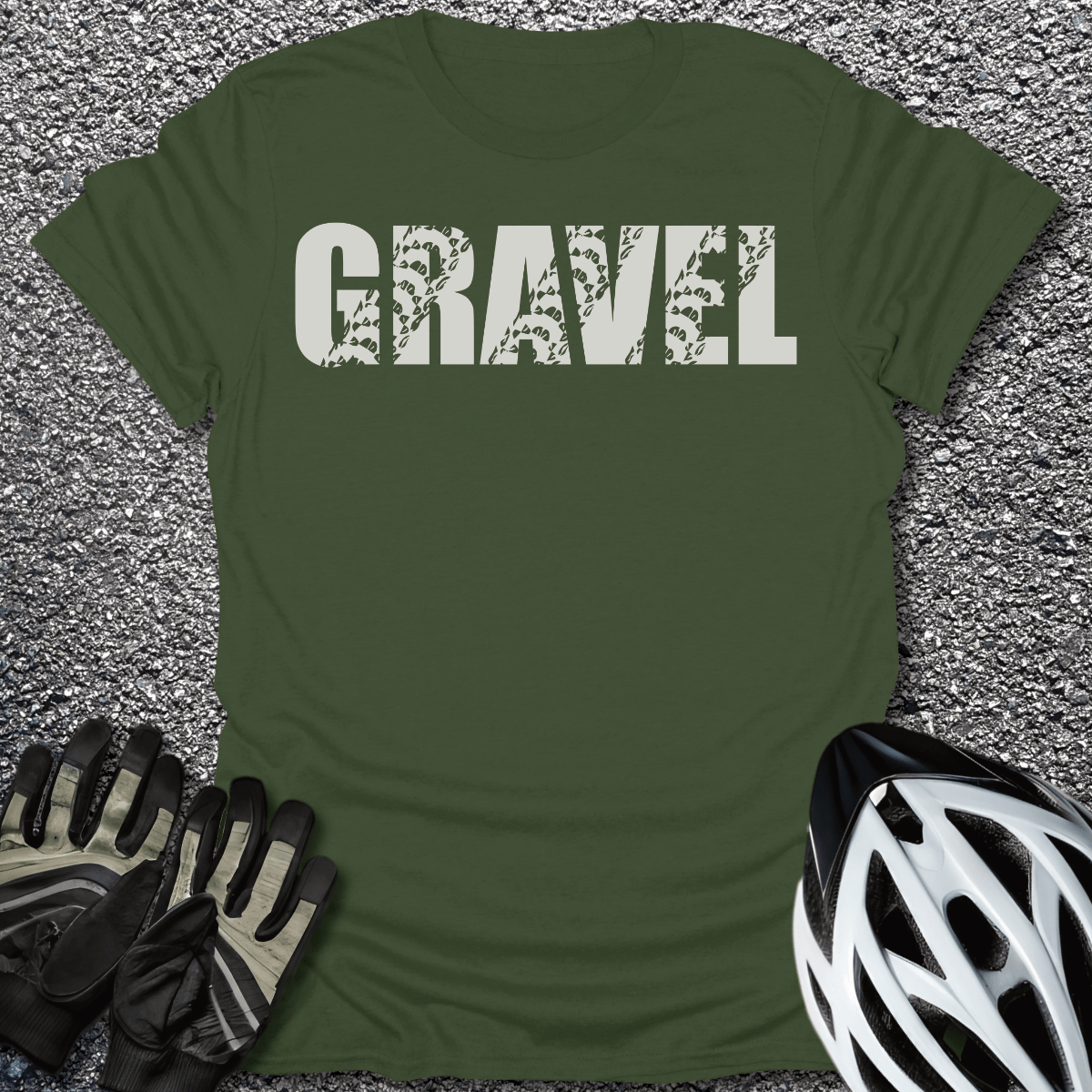 Gravel Traces T-Shirt in Military Green / S from CycleTees