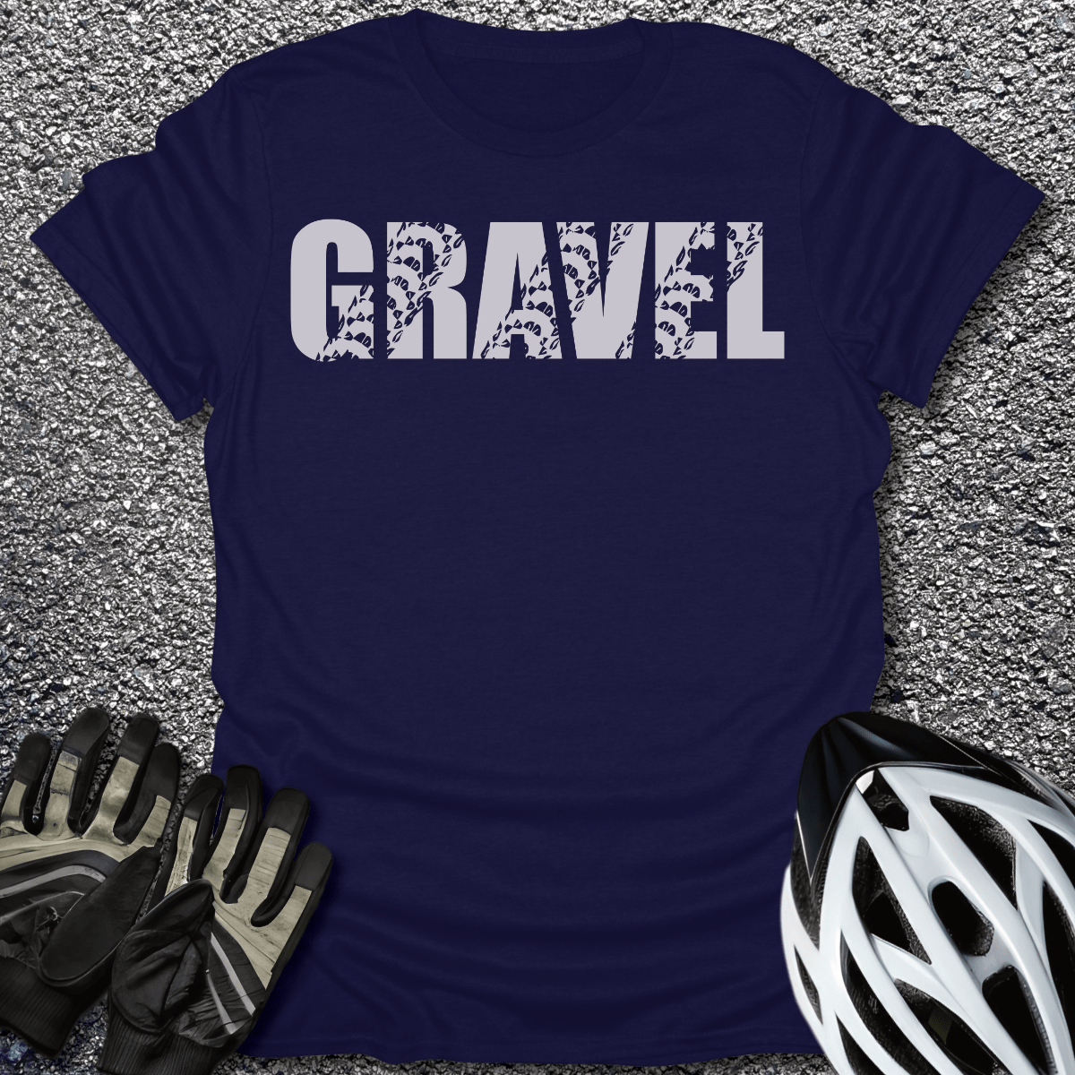 Gravel Traces T-Shirt in Navy / S from CycleTees
