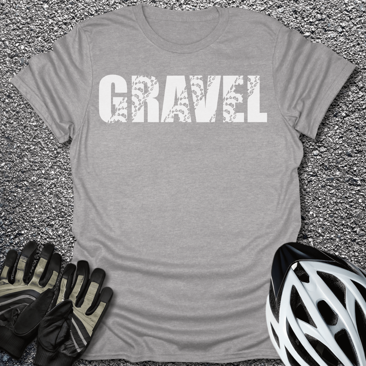 Gravel Traces T-Shirt in Sport Grey / S from CycleTees
