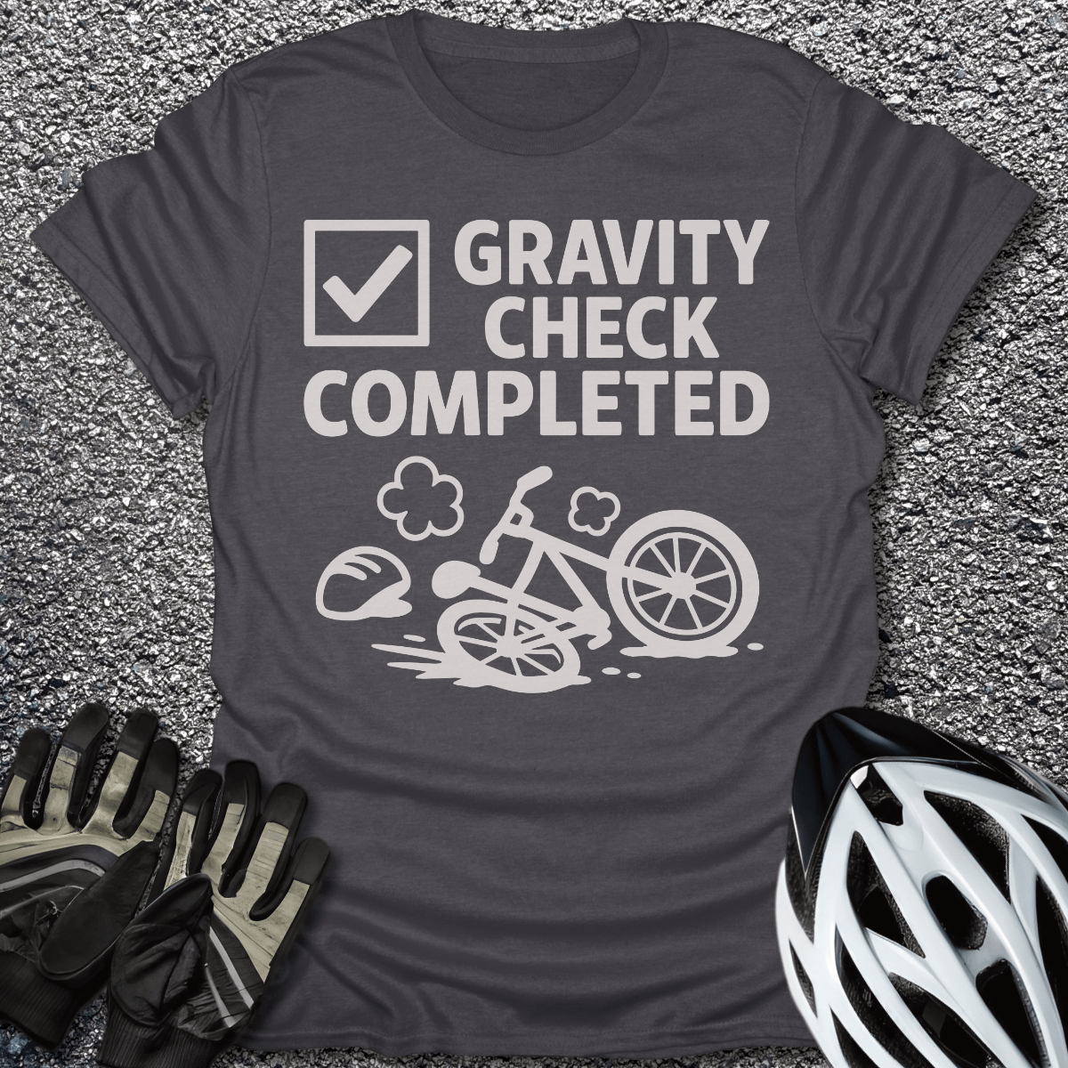 Gravity Check T-Shirt in Dark Heather / S from CycleTees