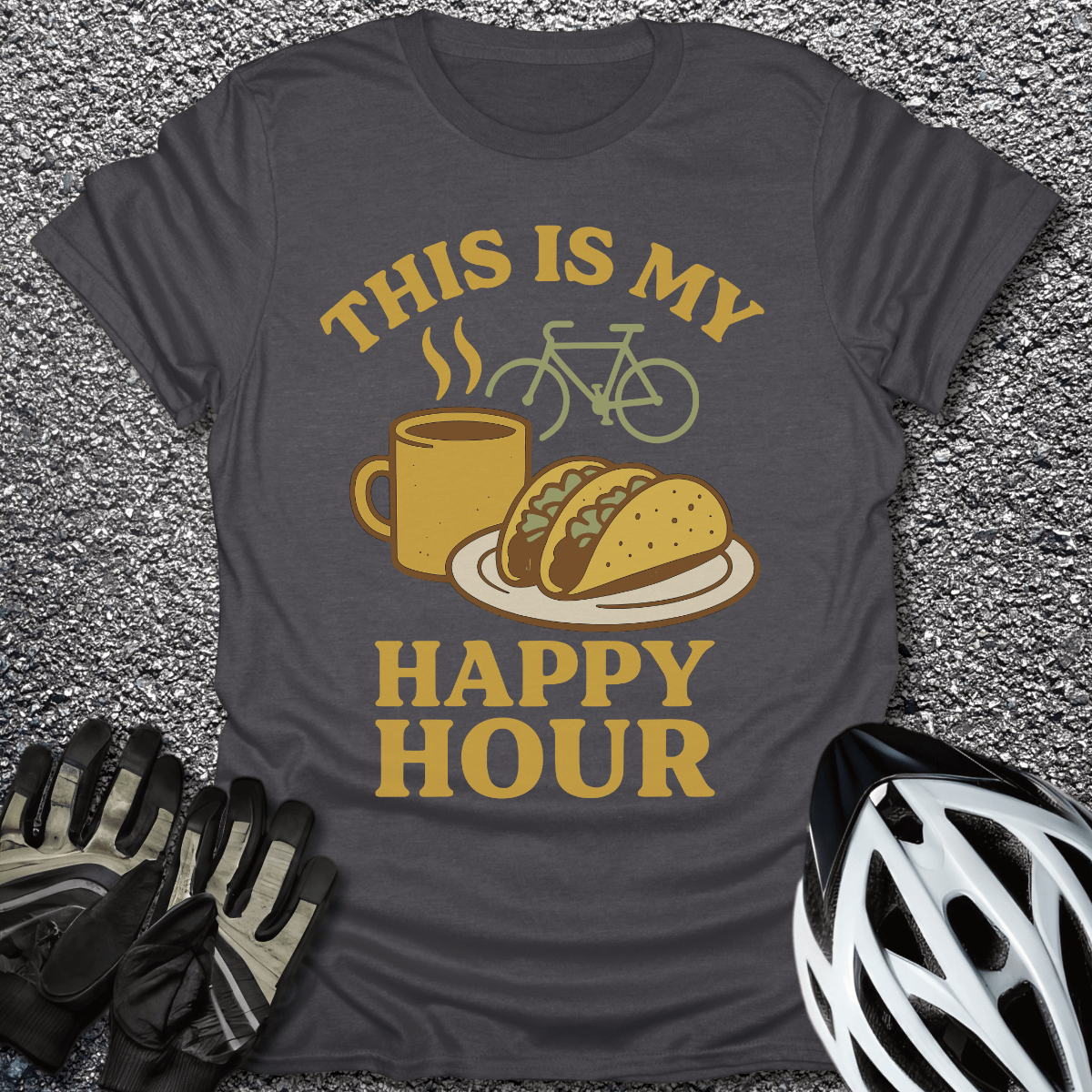 Happy Hour T-Shirt in Dark Heather / S from CycleTees
