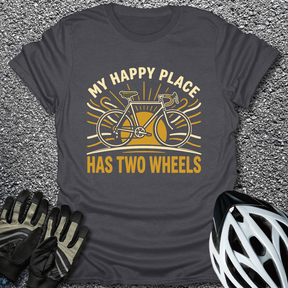 Happy Place T-Shirt in Dark Heather / S from CycleTees
