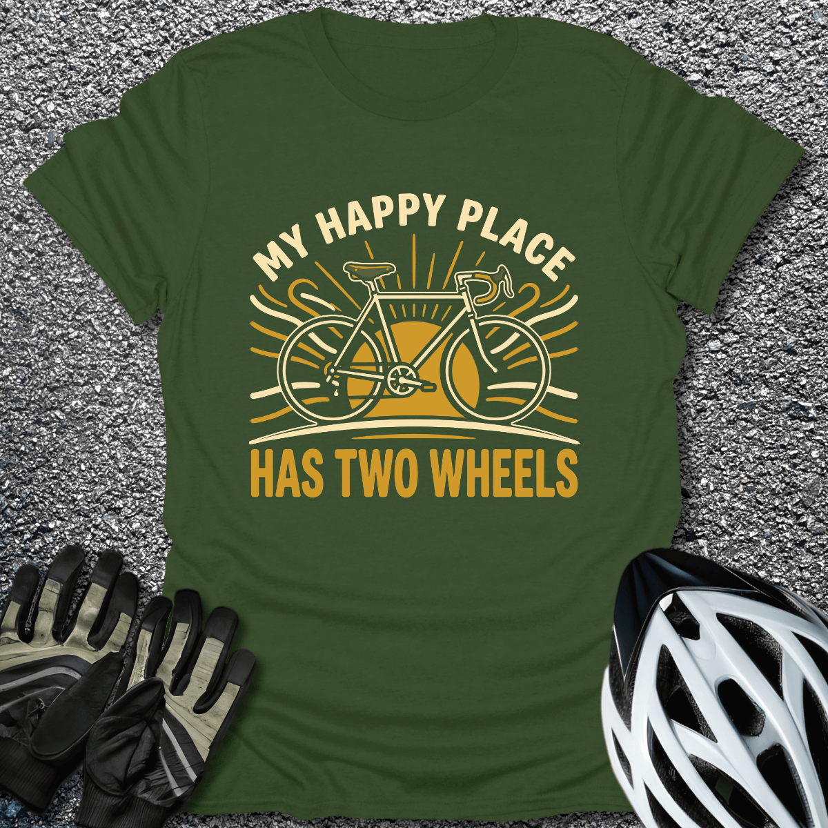 Happy Place T-Shirt in Military Green / S from CycleTees