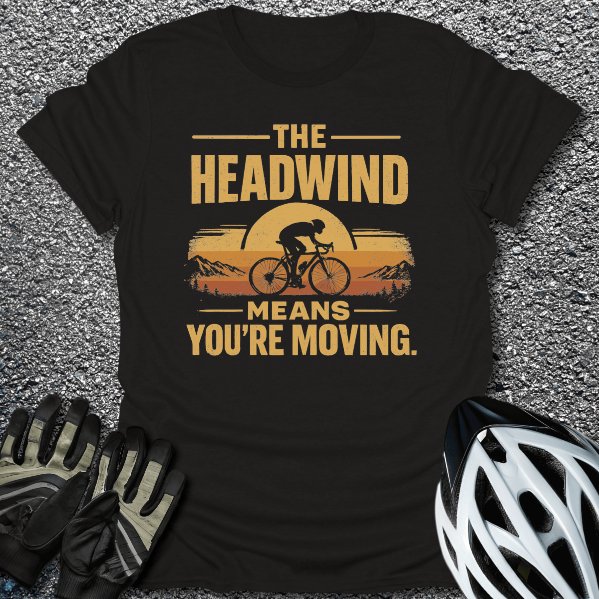 Headwind Means Moving T-Shirt in Black / S from CycleTees
