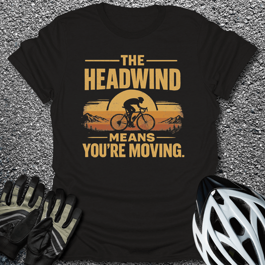 Headwind Means Moving T-Shirt in Black / S from CycleTees