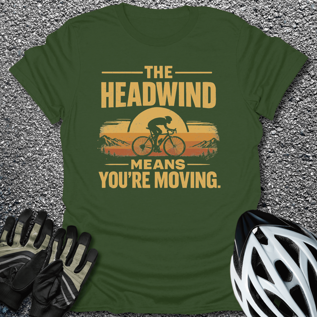 Headwind Means Moving T-Shirt in Military Green / S from CycleTees