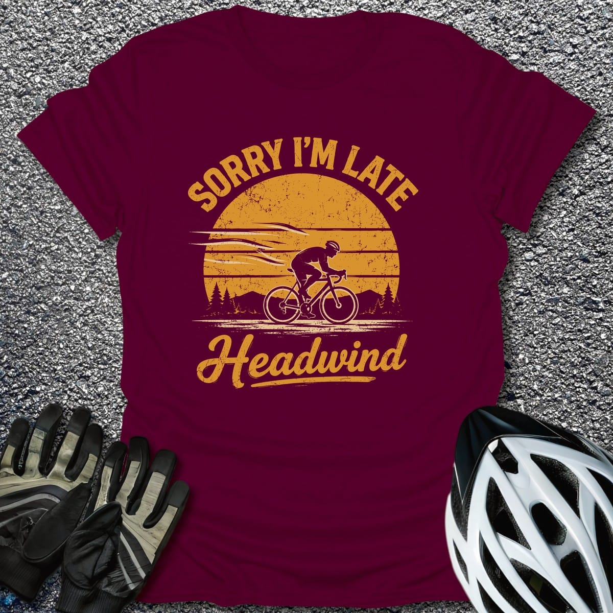 Headwind T-Shirt in Maroon / S from CycleTees