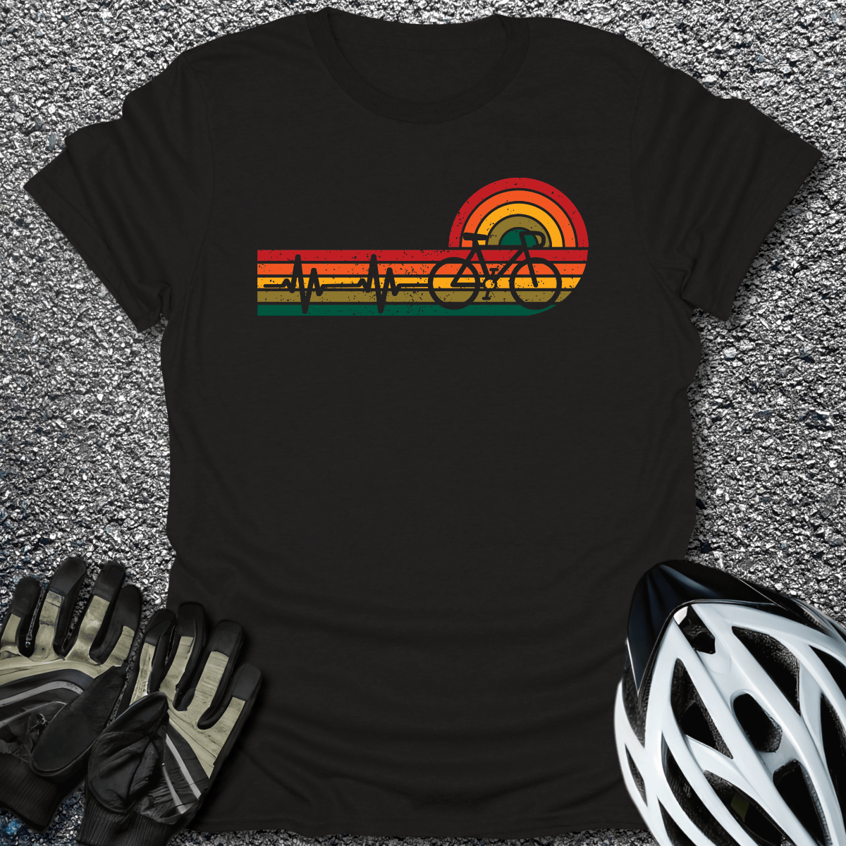 Heartbeat Ride T-Shirt in Black / S from CycleTees