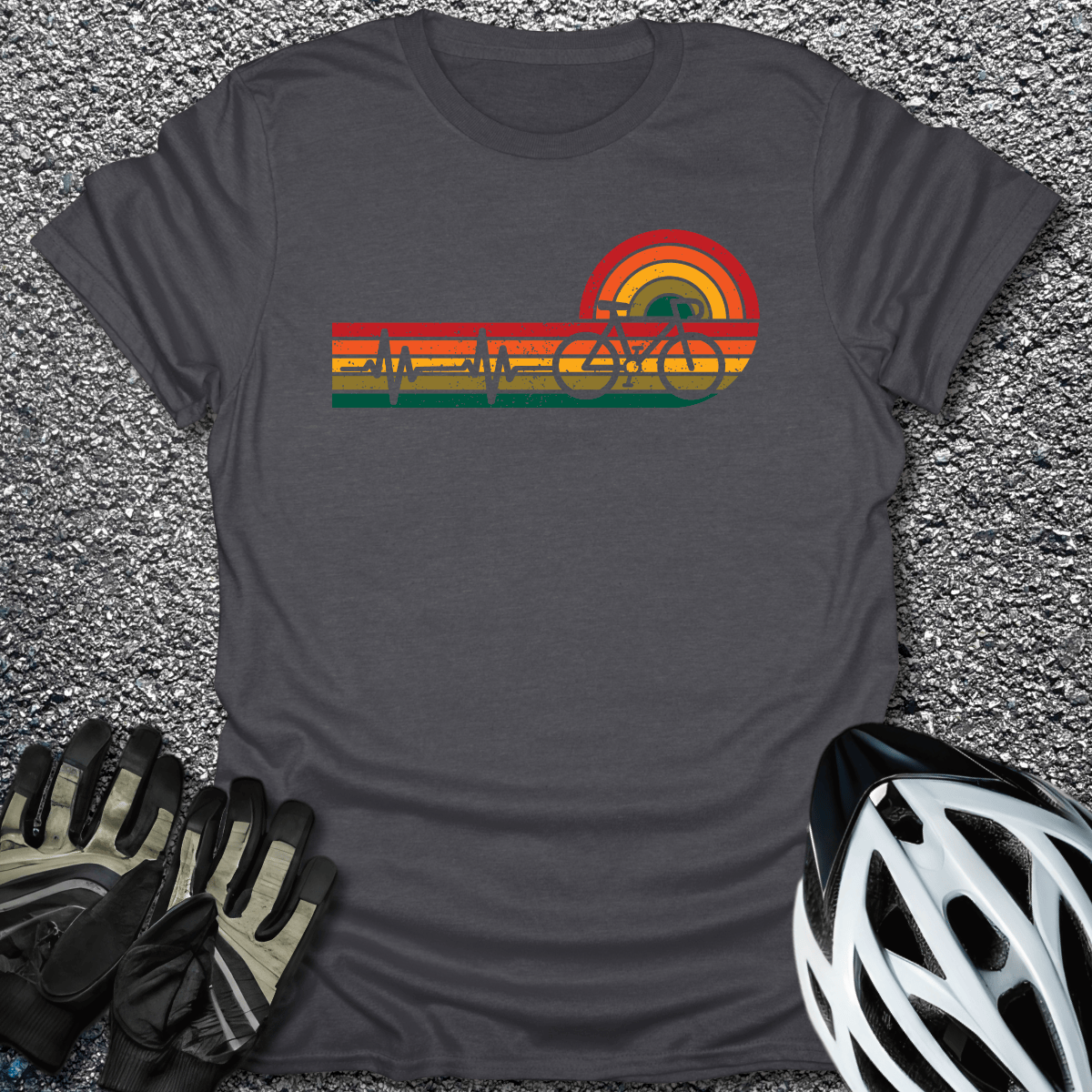 Heartbeat Ride T-Shirt in Dark Heather / S from CycleTees