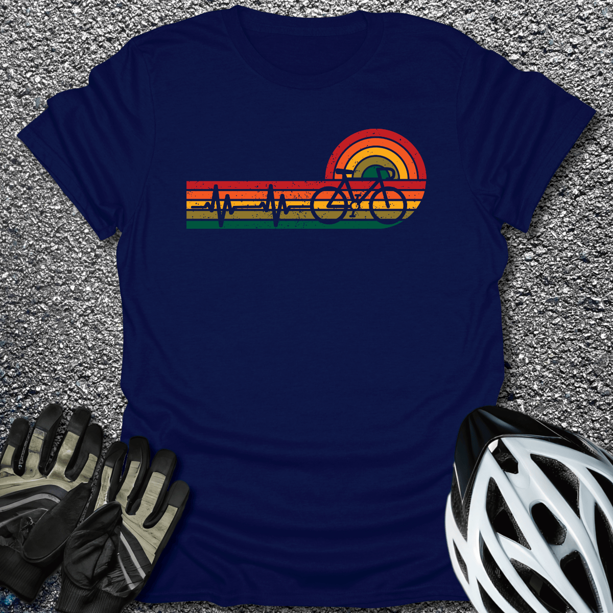 Heartbeat Ride T-Shirt in Navy / S from CycleTees
