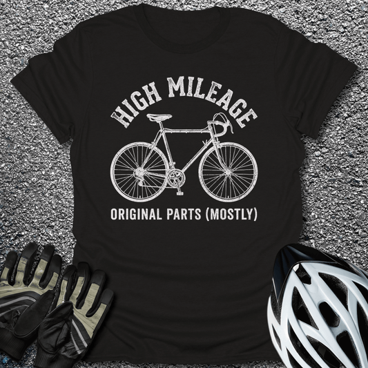 High Mileage T-Shirt in Black / S from CycleTees