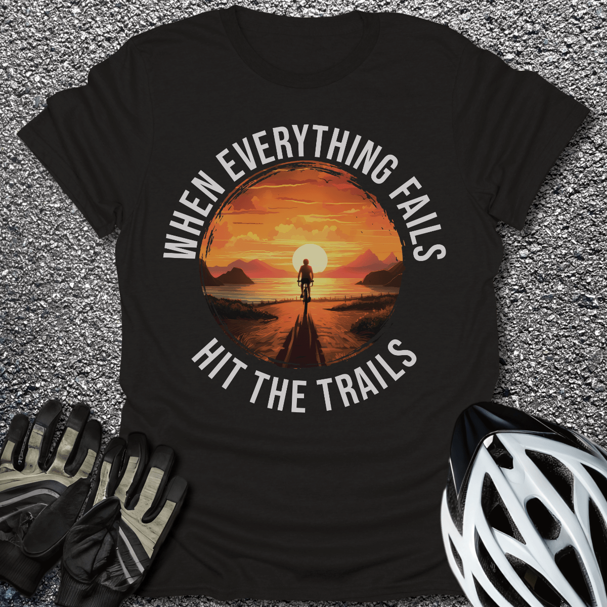 Hit The Trails T-Shirt in Black / S from CycleTees