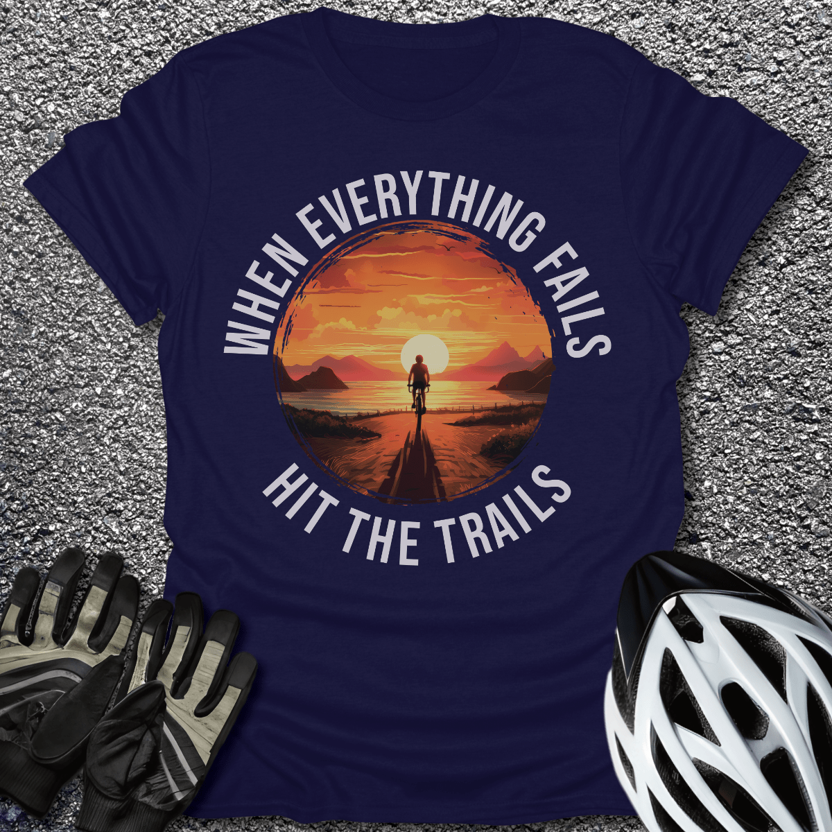 Hit The Trails T-Shirt in Navy / S from CycleTees