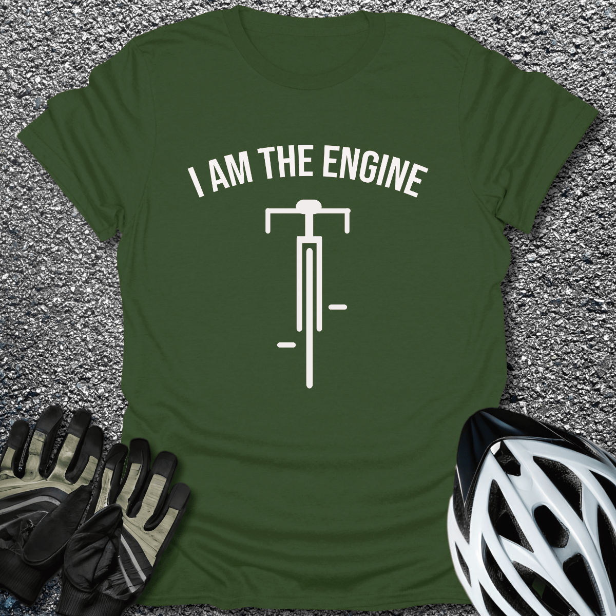 I Am the Engine T-Shirt in Military Green / S from CycleTees