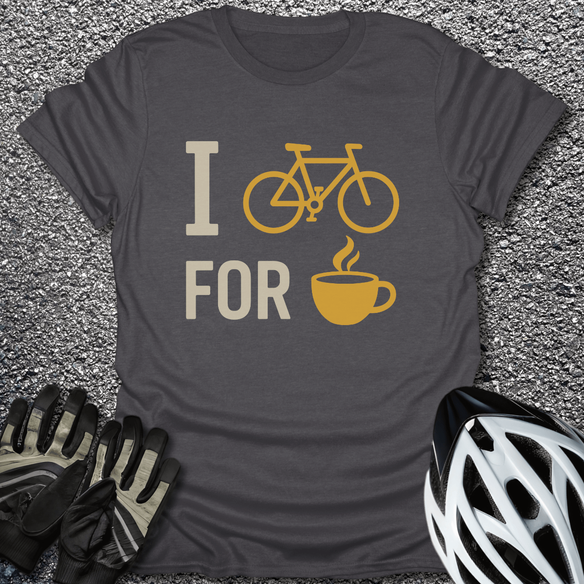 I Bike for Coffee T-Shirt in Dark Heather / S from CycleTees