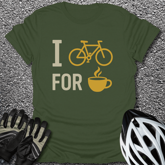 I Bike for Coffee T-Shirt in Military Green / S from CycleTees