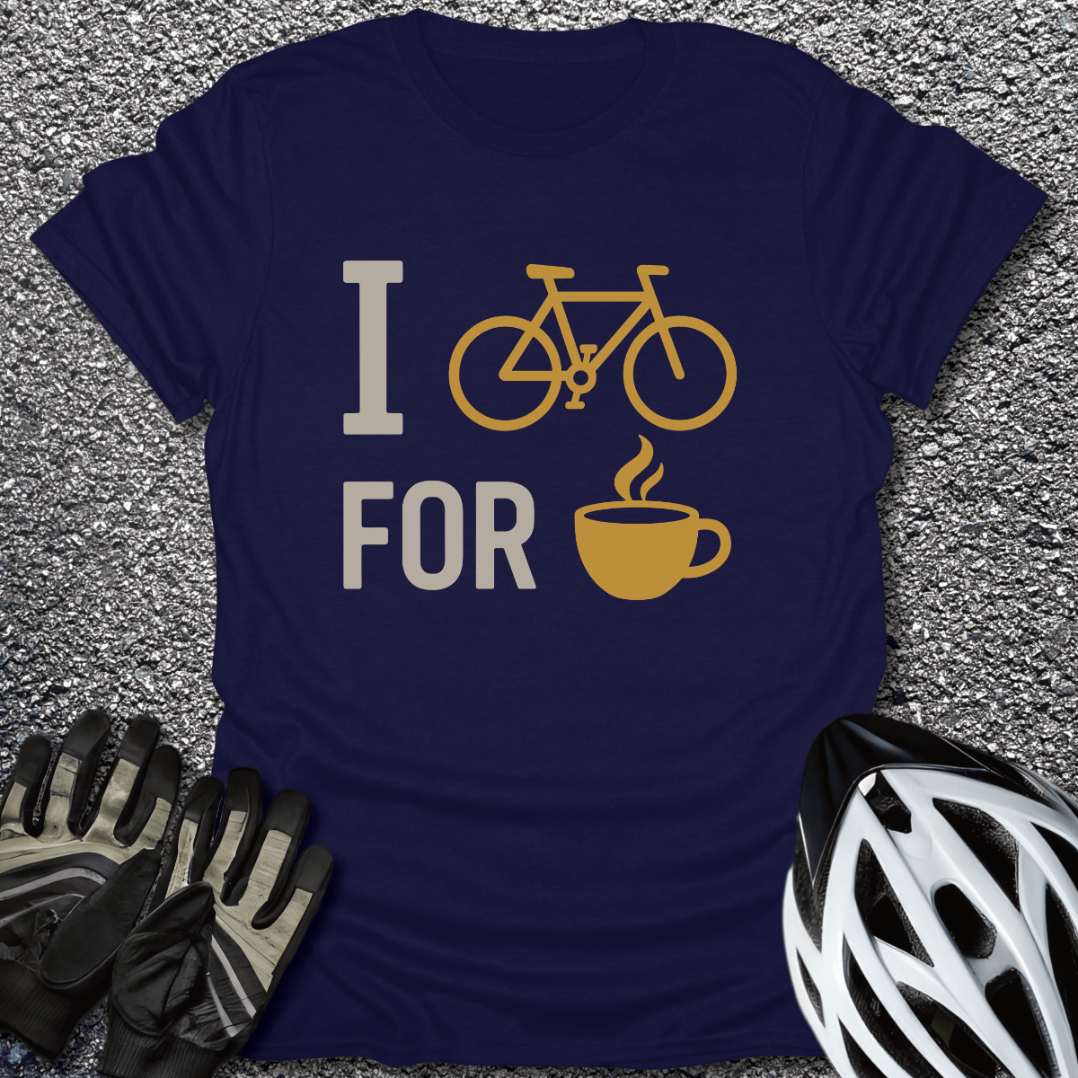 I Bike for Coffee T-Shirt in Navy / S from CycleTees
