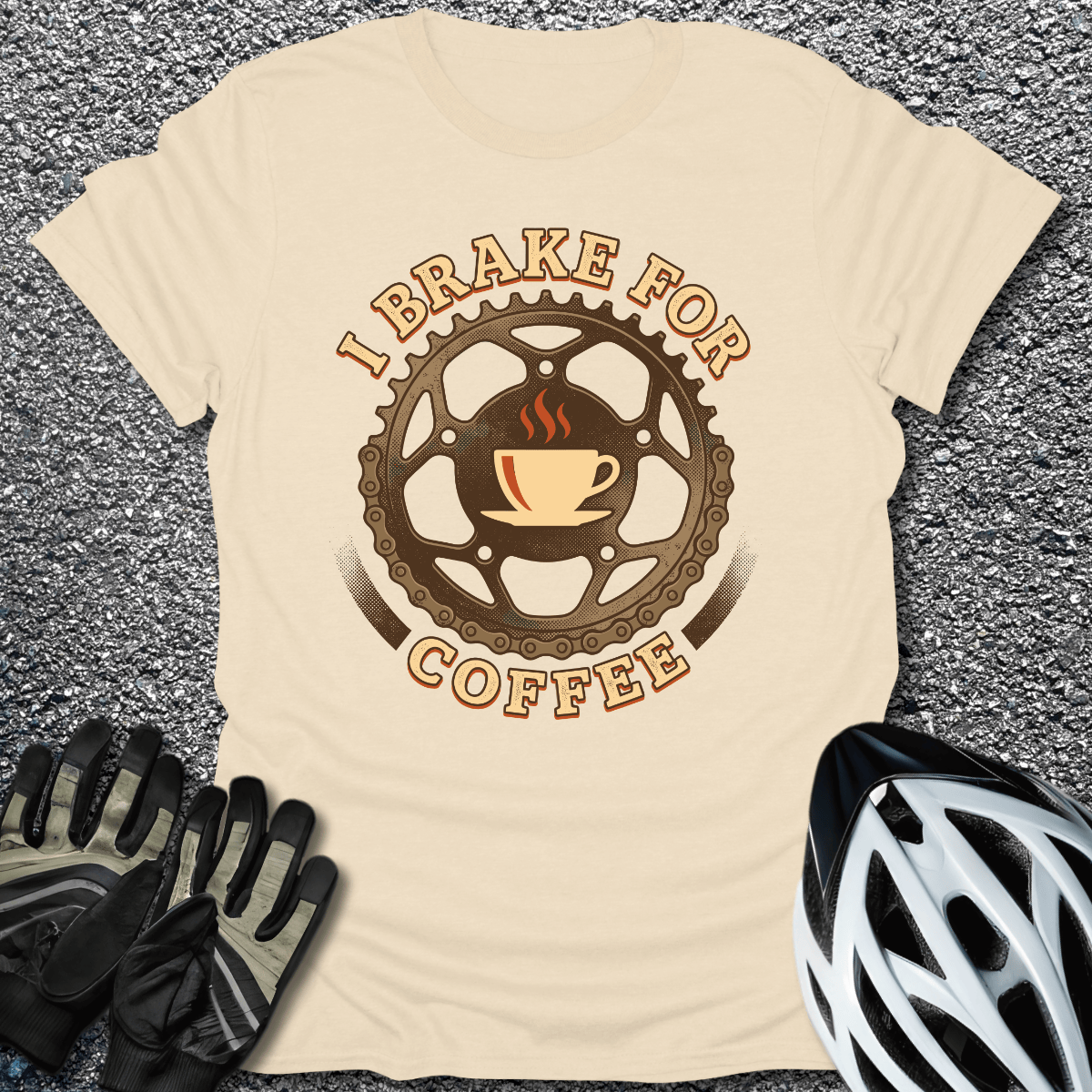 I Brake for Coffee T-Shirt in Natural / S from CycleTees