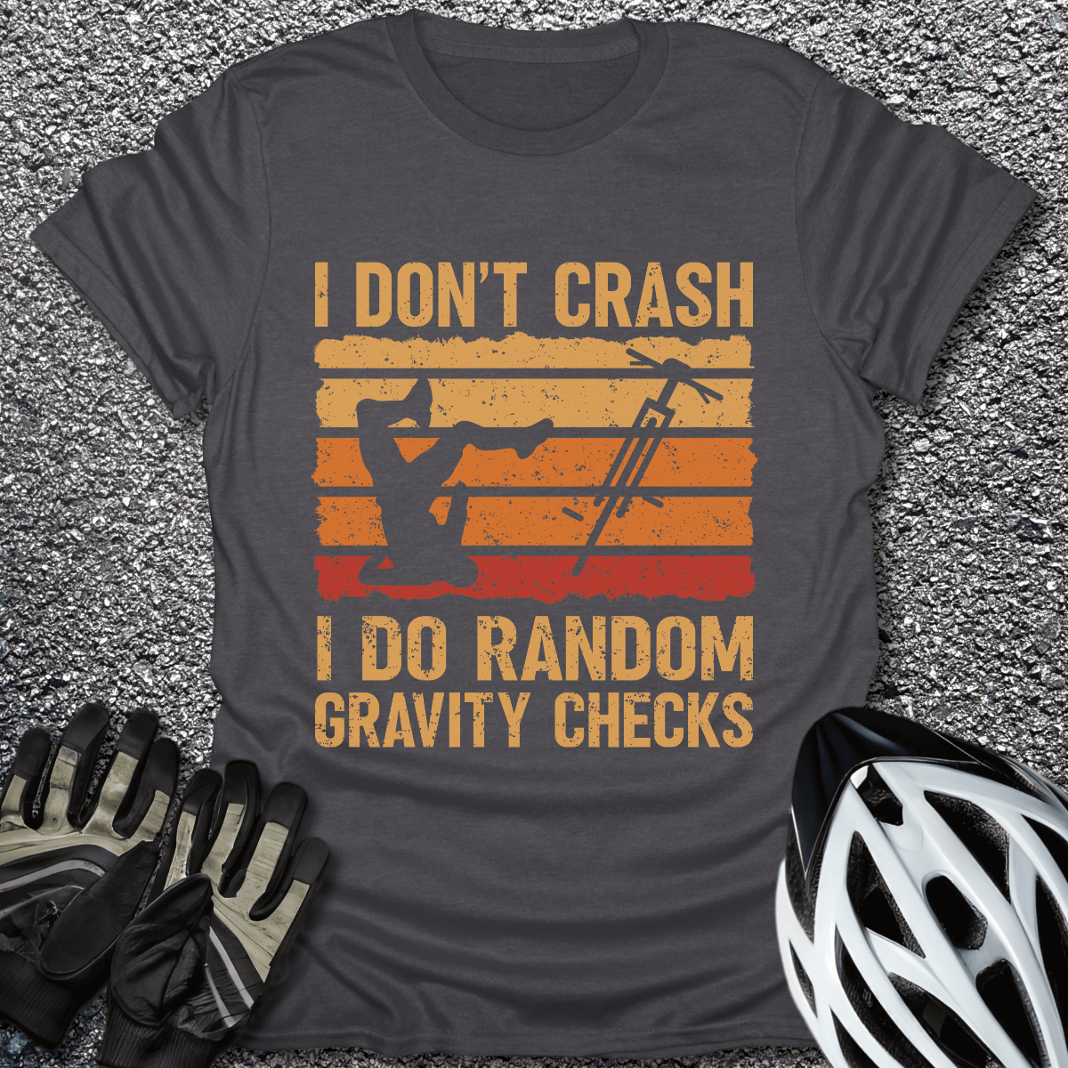 I Don't Crash T-Shirt in Dark Heather / S from CycleTees