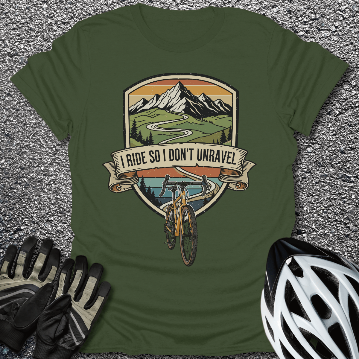 I Don't Unravel T-Shirt in Military Green / S from CycleTees