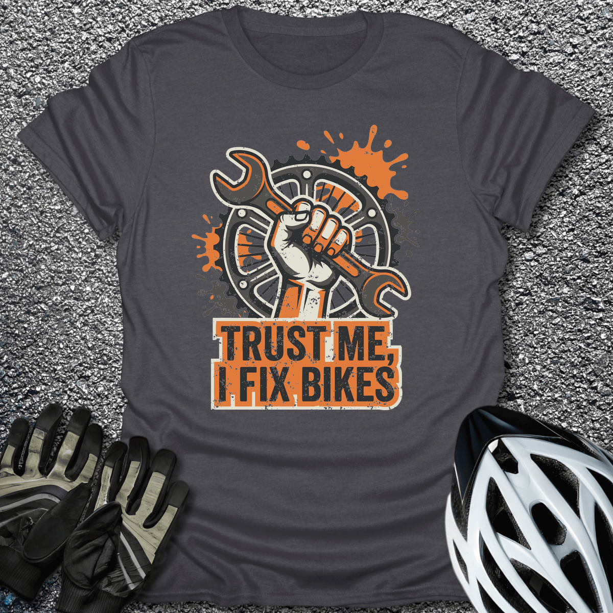 I Fix Bikes T-Shirt in Dark Heather / S from CycleTees