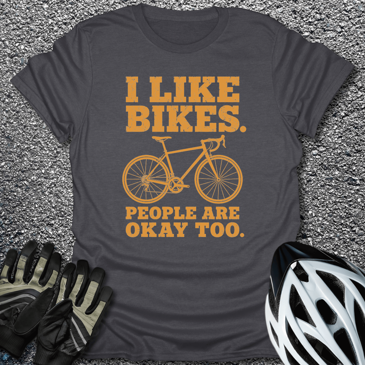 I Like Bikes T-Shirt in Dark Heather / S from CycleTees