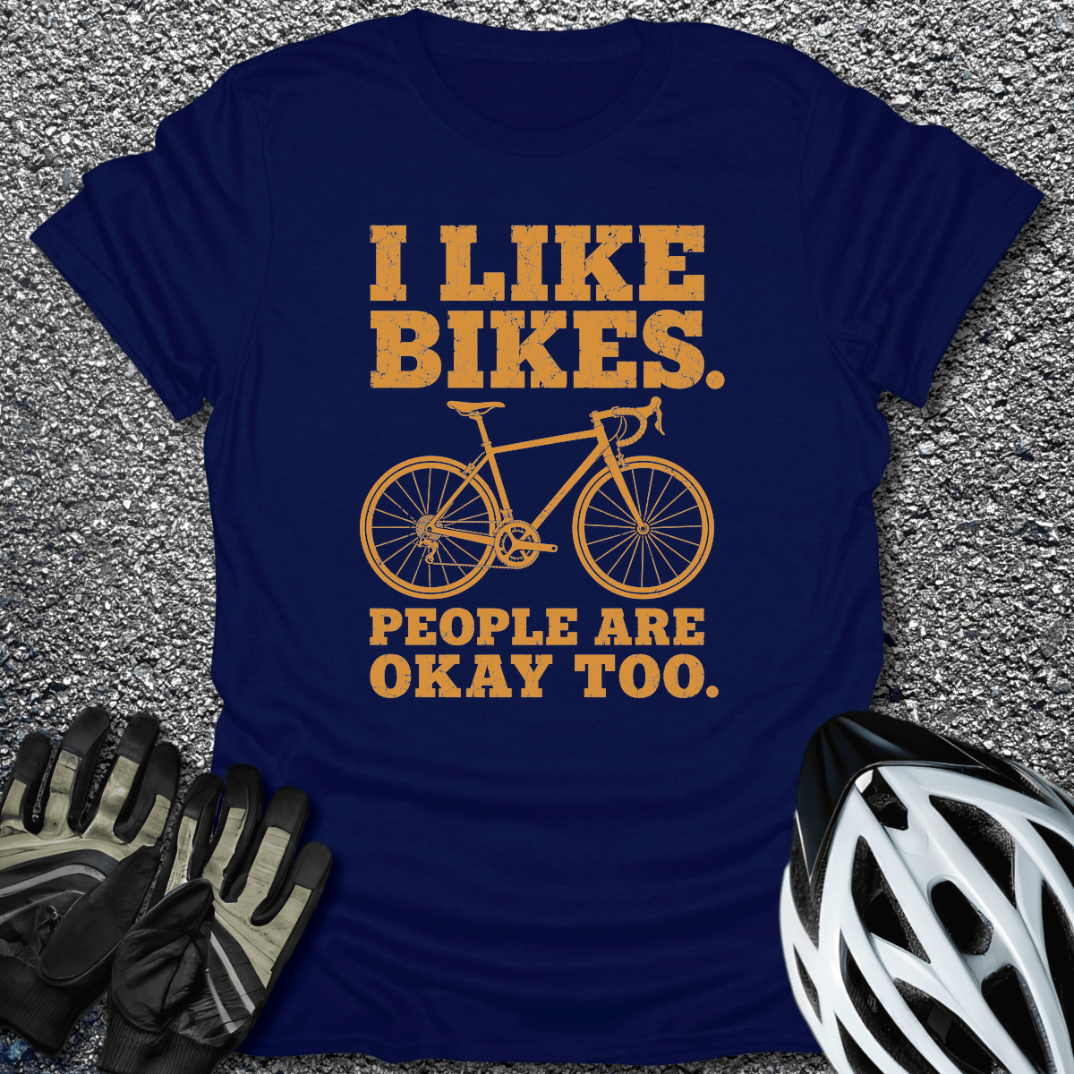 I Like Bikes T-Shirt in Navy / S from CycleTees