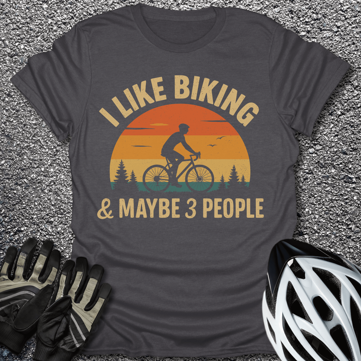 I Like Biking T-Shirt in Dark Heather / S from CycleTees