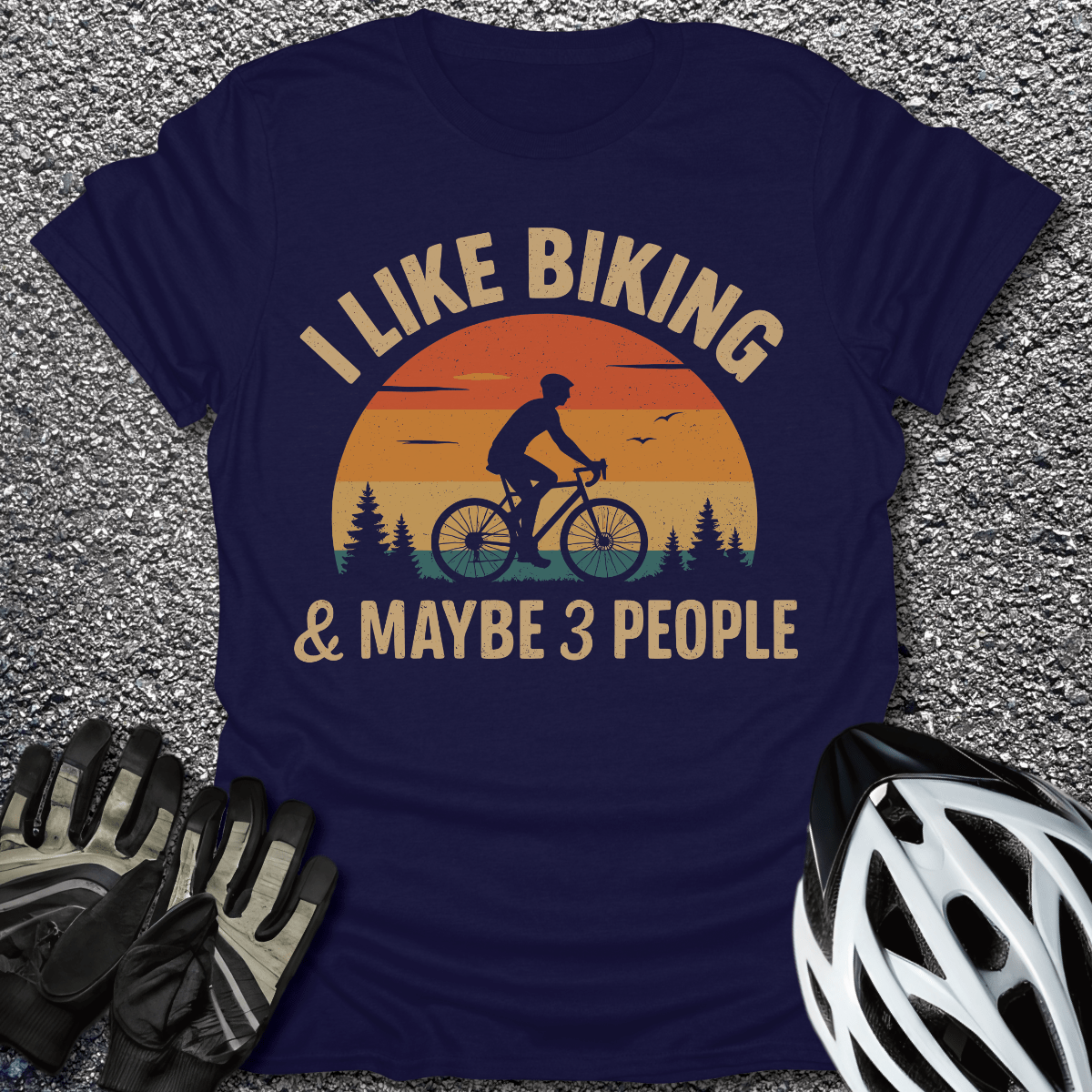 I Like Biking T-Shirt in Navy / S from CycleTees