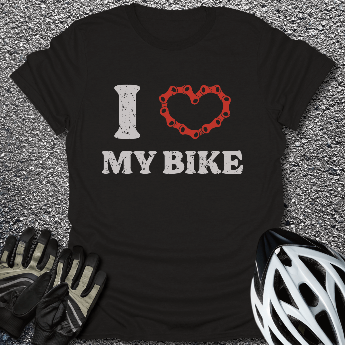 I Love My Bike T-Shirt in Black / S from CycleTees