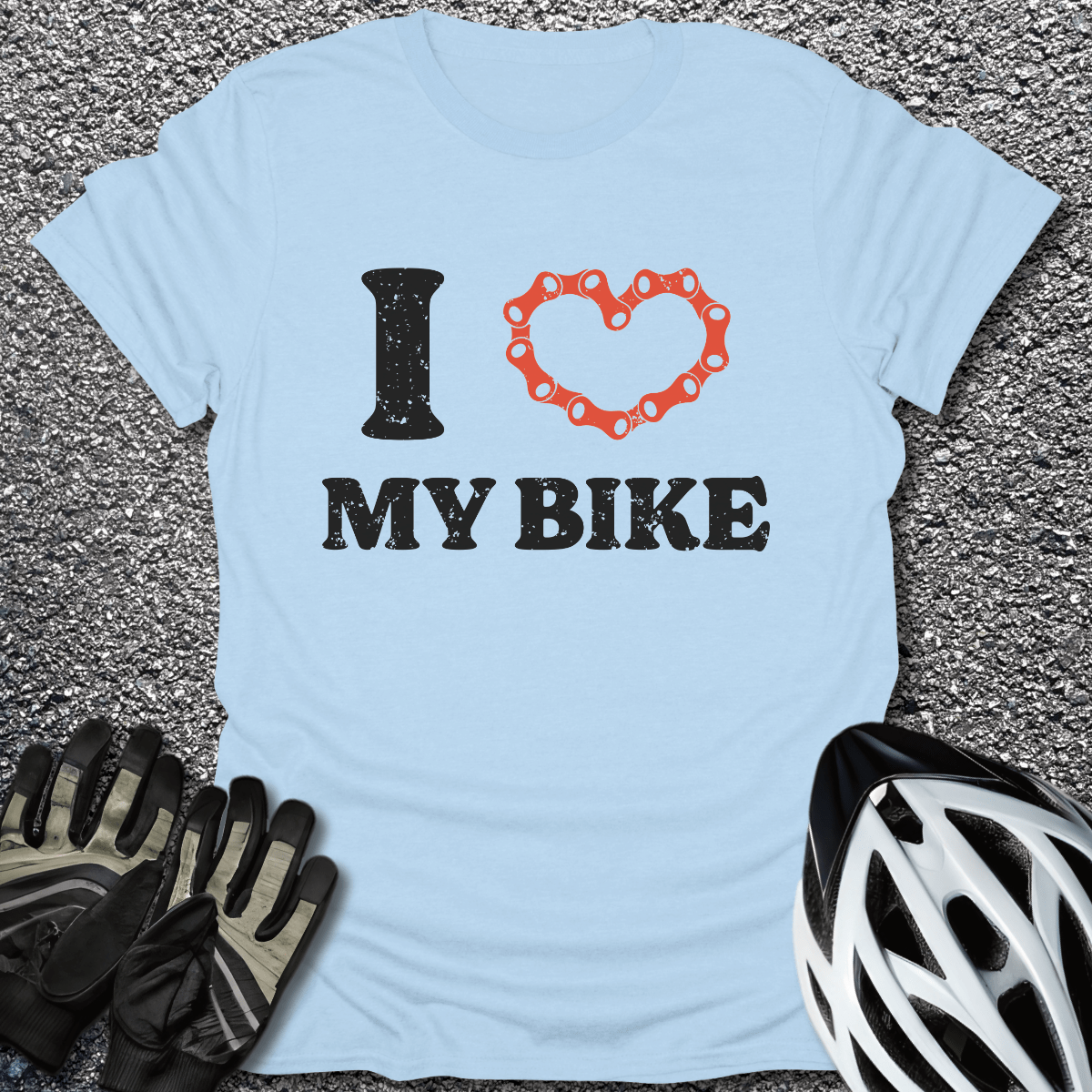 I Love My Bike T-Shirt in Light Blue / S from CycleTees