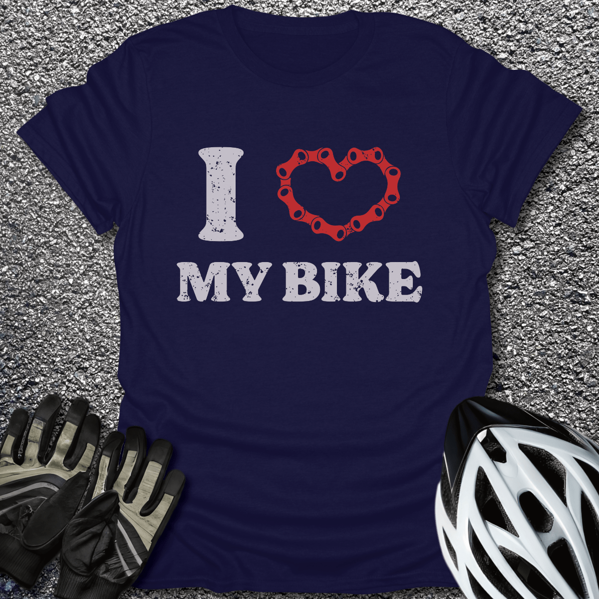 I Love My Bike T-Shirt in Navy / S from CycleTees