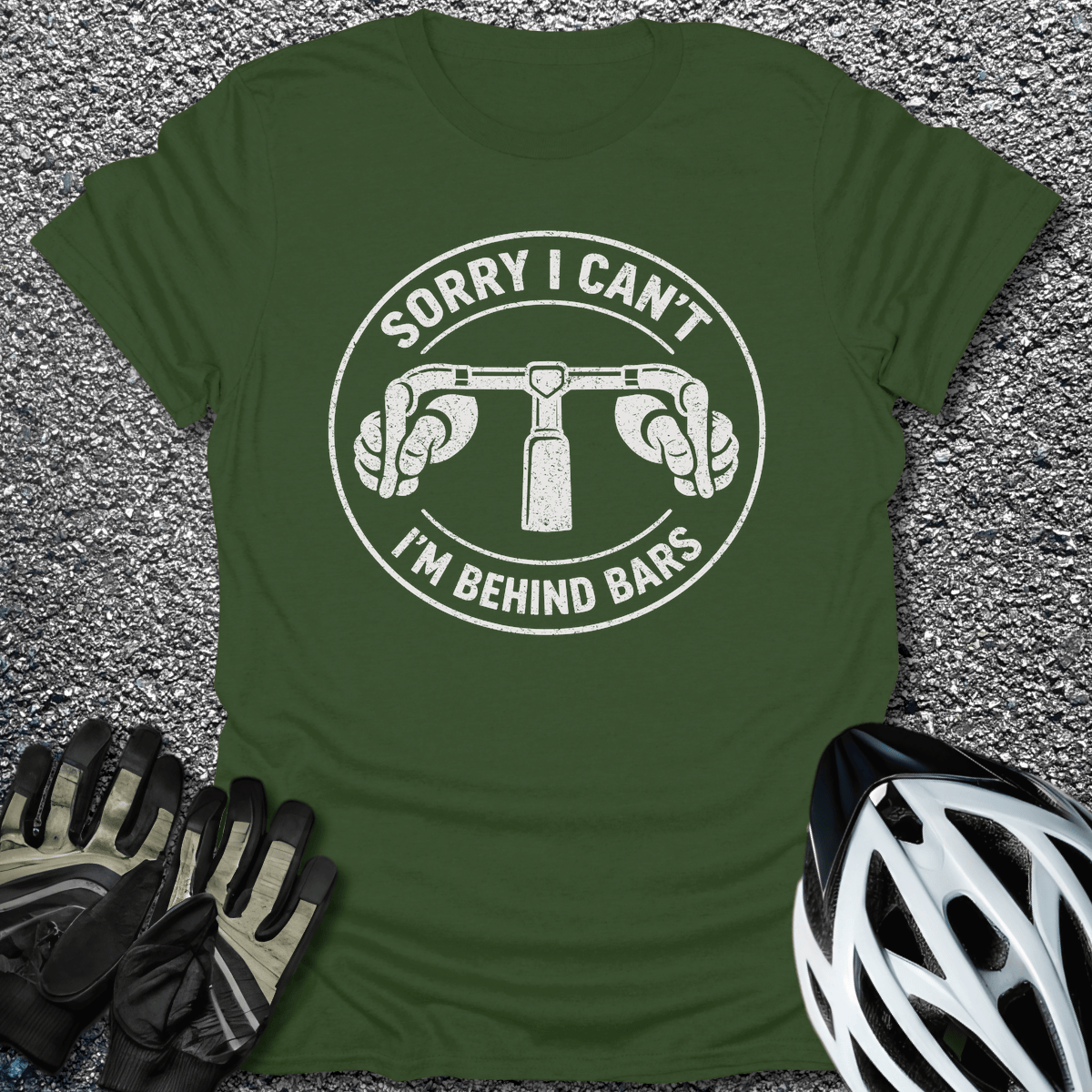 I'm Behind Bars T-Shirt in Military Green / S from CycleTees