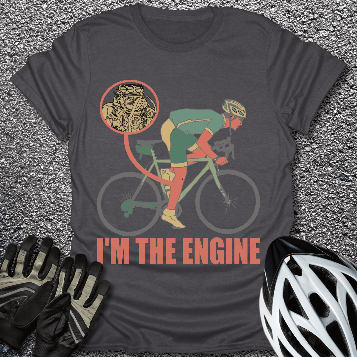I'm The Engine T-Shirt in Dark Heather / S from CycleTees