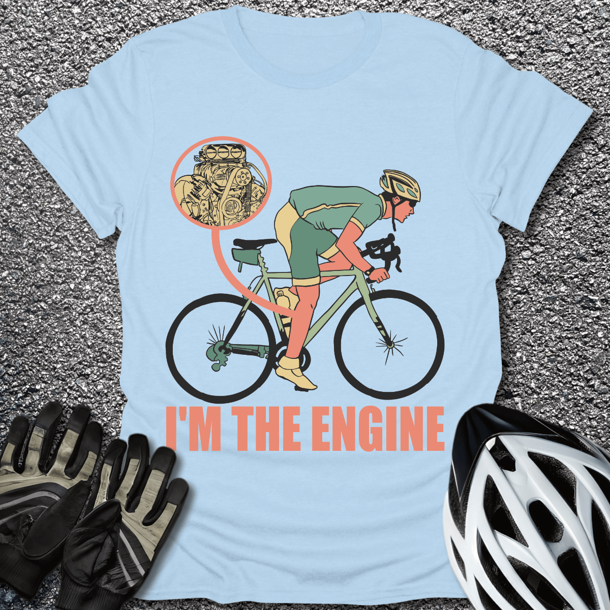 I'm The Engine T-Shirt in Light Blue / S from CycleTees