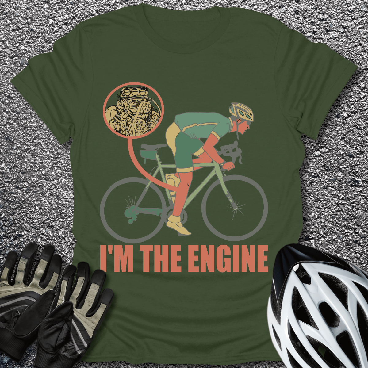 I'm The Engine T-Shirt in Military Green / S from CycleTees