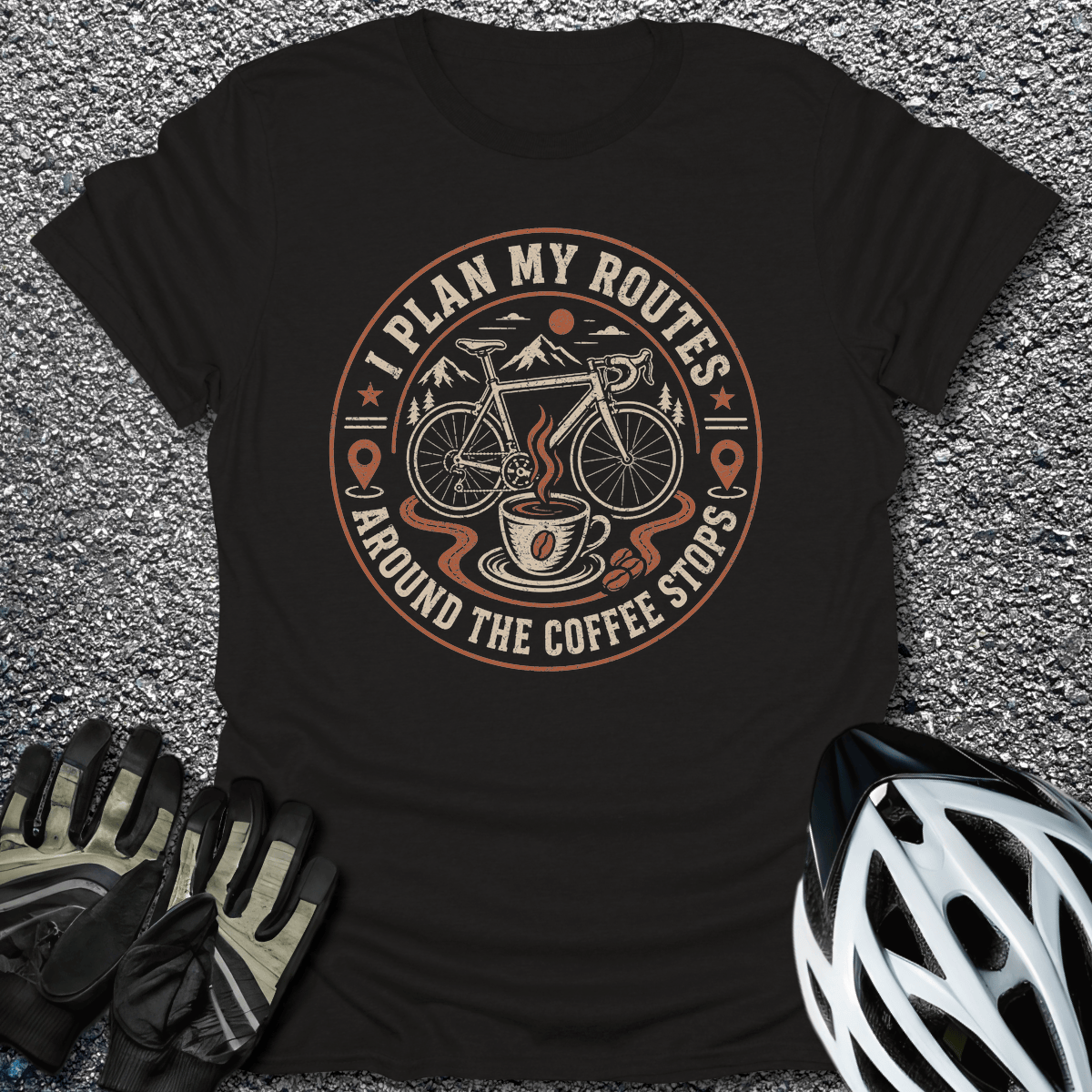 I Plan My Routes T-Shirt in Black / S from CycleTees