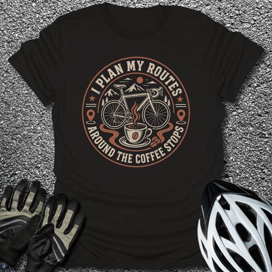 I Plan My Routes T-Shirt in Black / S from CycleTees