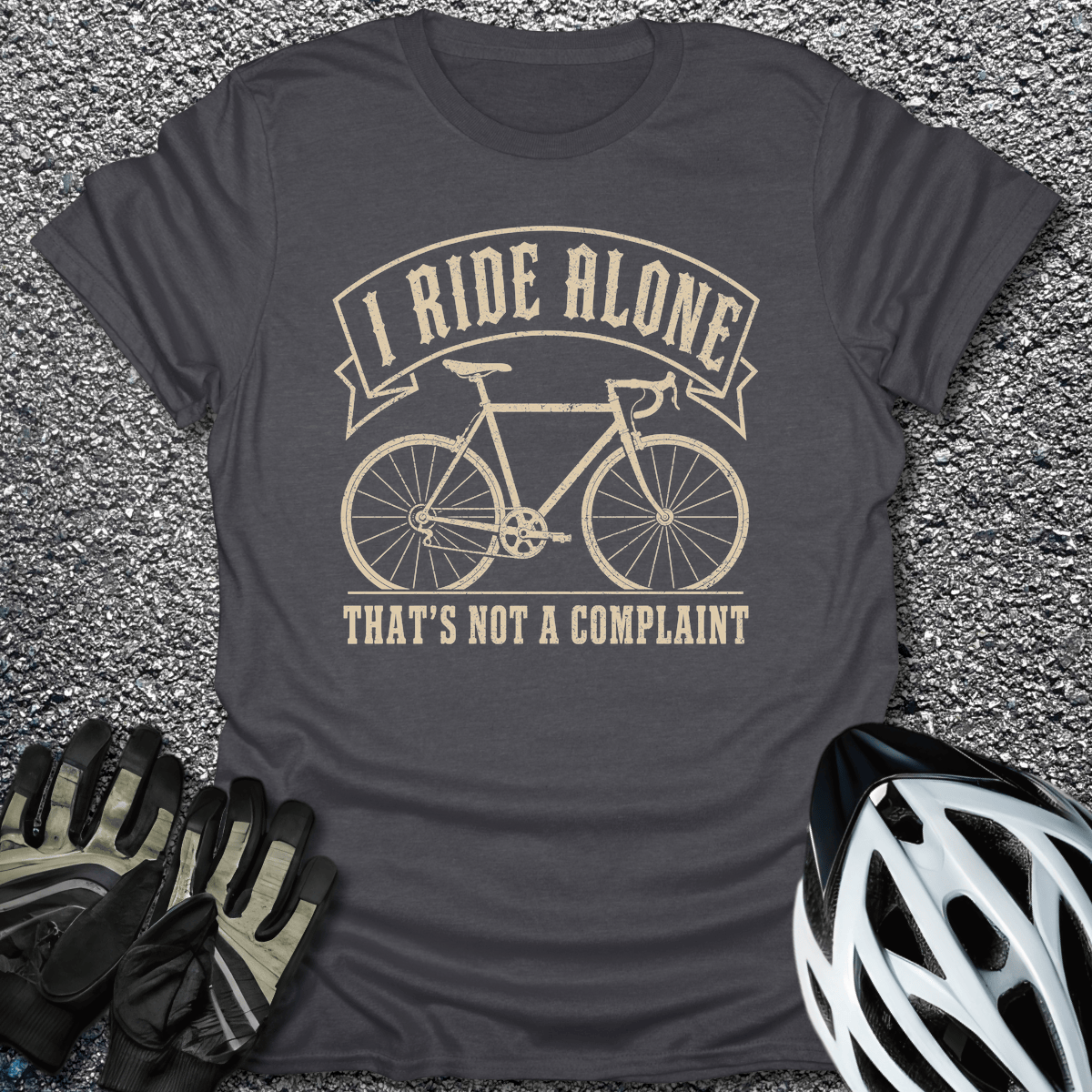 I Ride Alone T-Shirt in Dark Heather / S from CycleTees