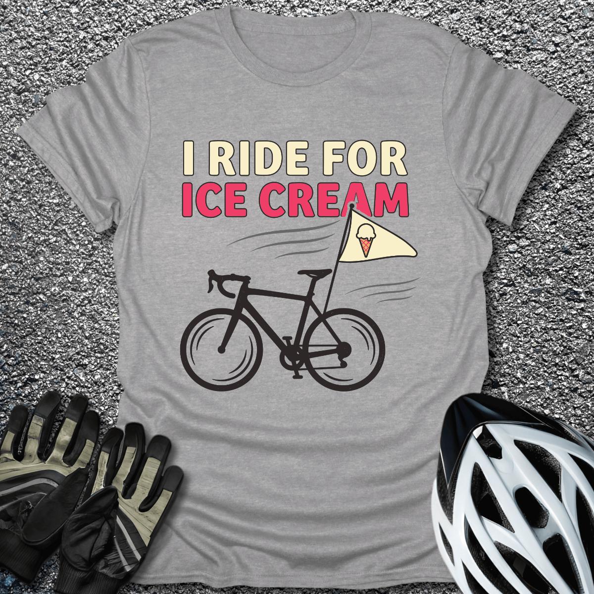 I Ride for Ice Cream T-Shirt in Sport Grey / S from CycleTees