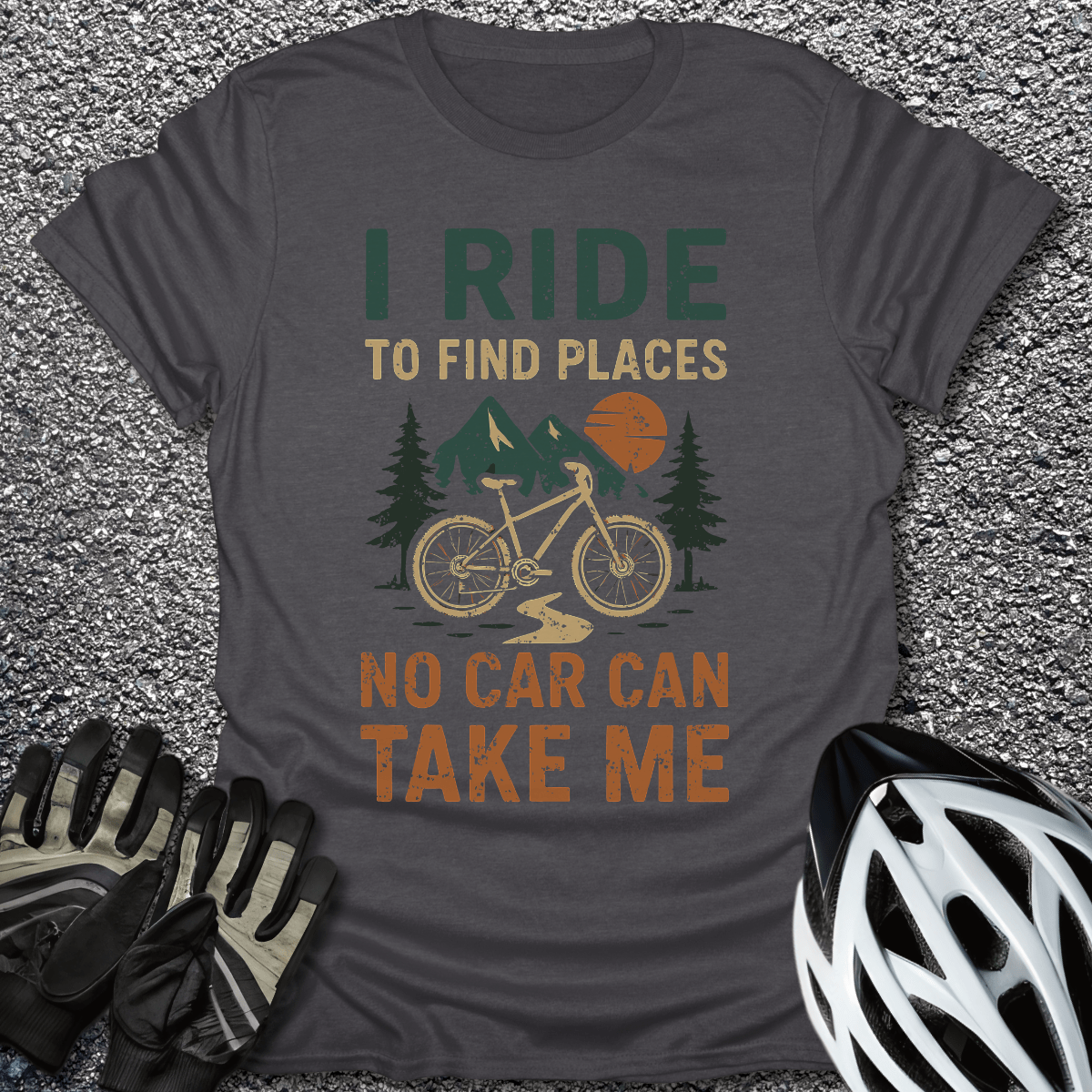 I Ride to Find T-Shirt in Dark Heather / S from CycleTees