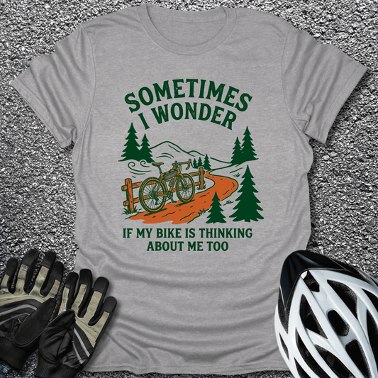 I Wonder if My Bike T-Shirt in Sport Grey / S from CycleTees