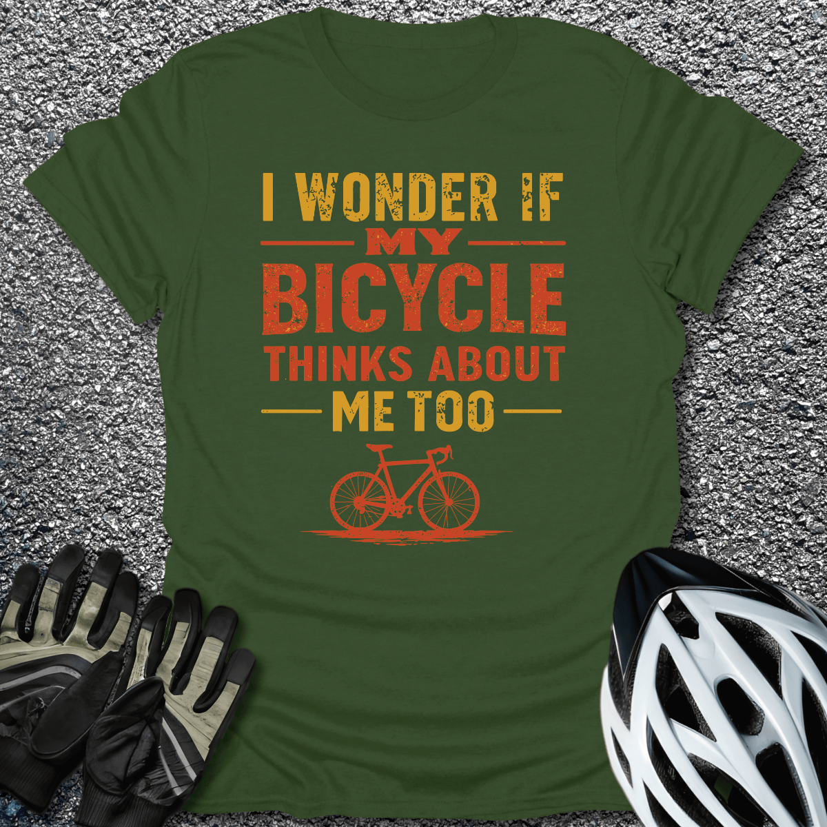 I Wonder If T-Shirt in Military Green / S from CycleTees