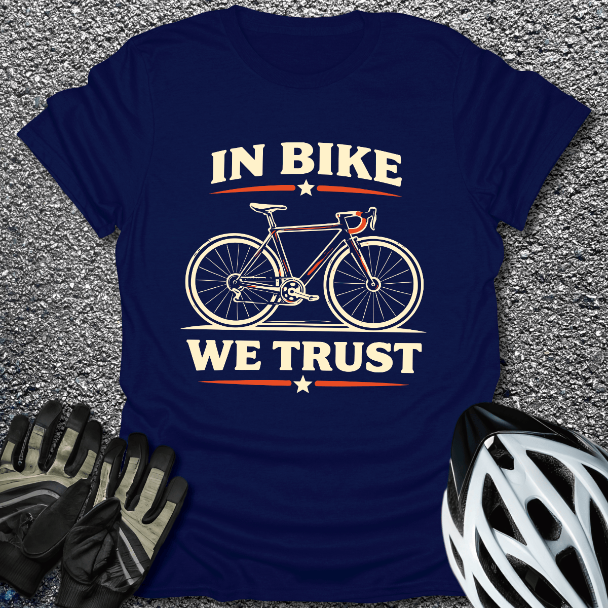 In Bike We Trust T-Shirt in Navy / S from CycleTees