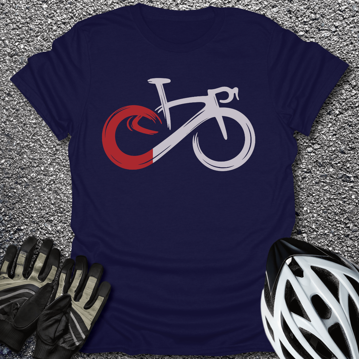 Infinite Bike T-Shirt in Navy / S from CycleTees