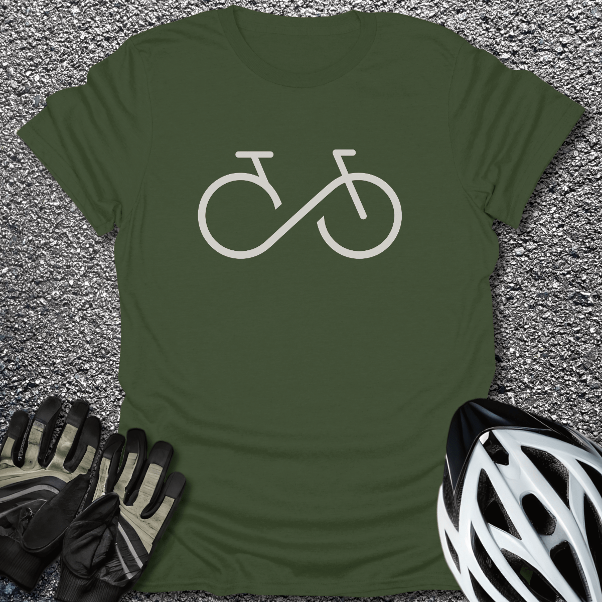 Infinite Ride T-Shirt in Military Green / S from CycleTees