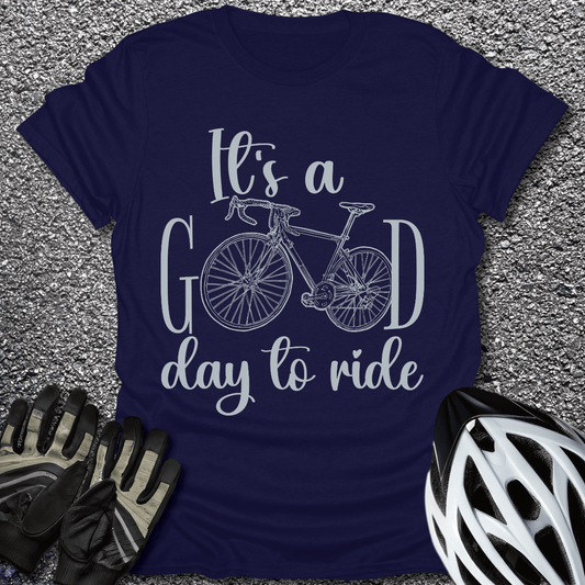 It's A Good Day To Ride T-Shirt in Navy / S from CycleTees