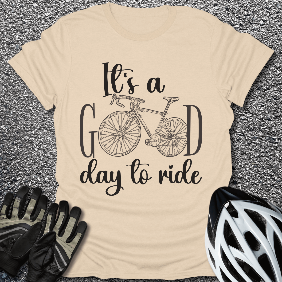 It's A Good Day To Ride T-Shirt in Sand / S from CycleTees