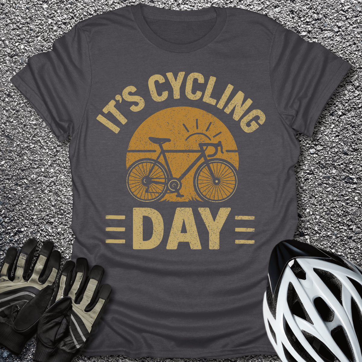 It's Cycling Day T-Shirt in Dark Heather / S from CycleTees